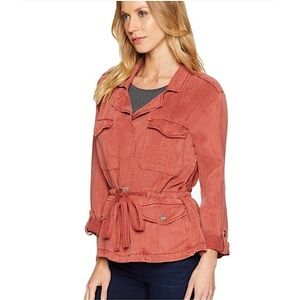 Sanctuary Linen & Lyocell Utility Blazer Jacket Roll Tab Salmon Orange Size XS